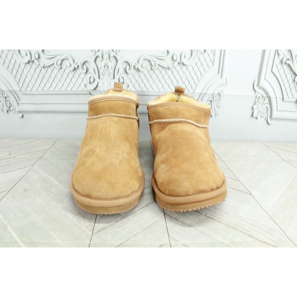 LL Bean Brown Suede Wicked Good Shearling Lined Ankle Boots Slippers 8 M - Picture 4 of 9